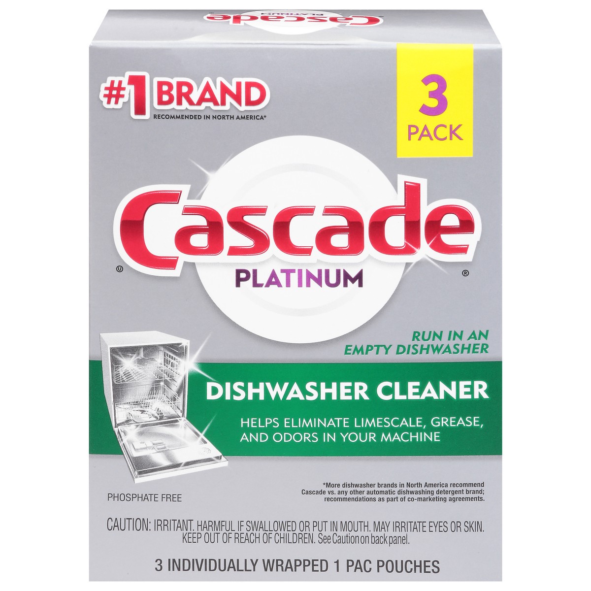 slide 1 of 9, Cascade Platinum 3 Pack Dishwasher Cleaner 3 ea, 3 ct