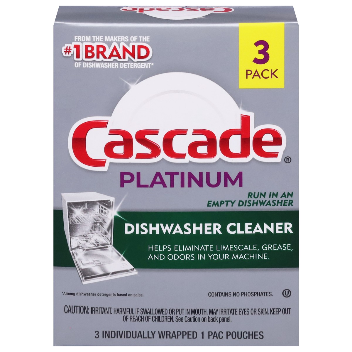 slide 1 of 9, Cascade Platinum Dishwasher Cleaner 3 ea, 3 ct