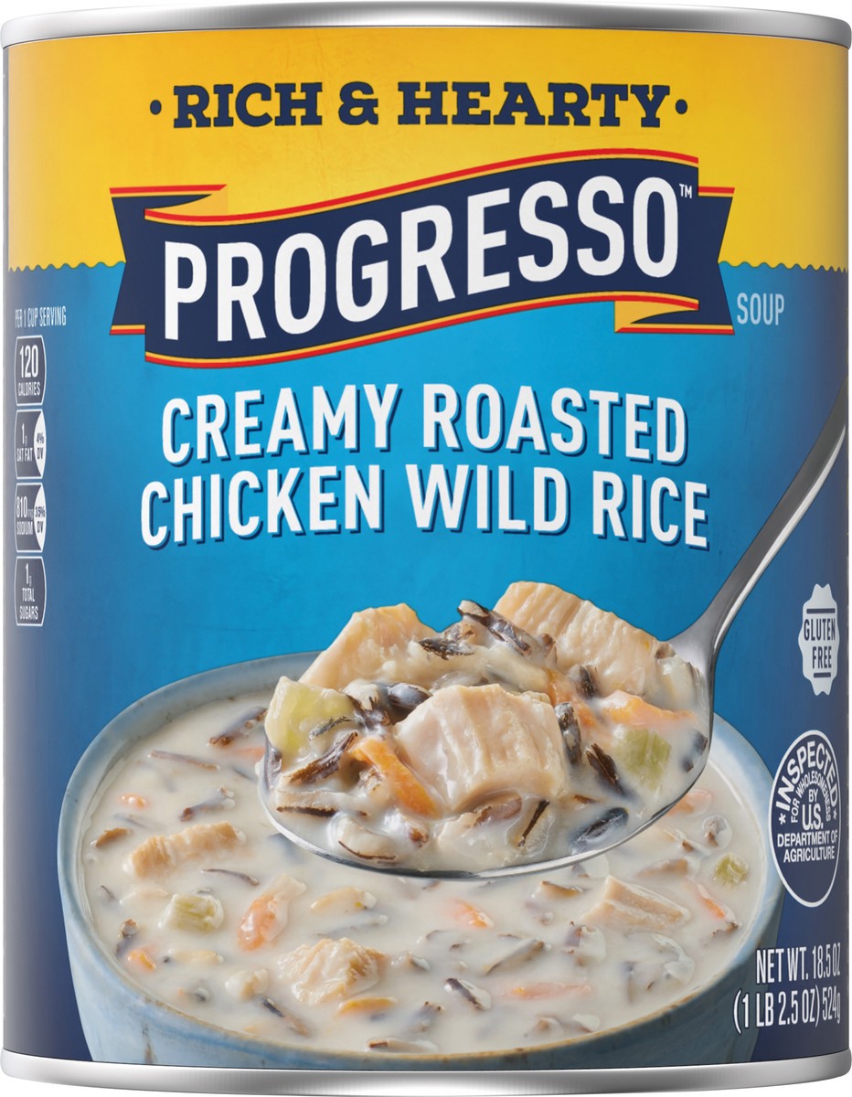 slide 2 of 13, Progresso Rich & Hearty, Creamy Roasted Chicken Wild Rice Canned Soup, Gluten Free, 18.5 oz., 18.5 oz