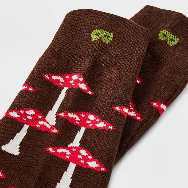 slide 3 of 7, Pair of Thieves Men's Mushroom Print Cushion Crew Socks - Brown 6-12, 1 ct
