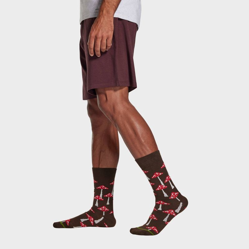 slide 7 of 7, Pair of Thieves Men's Mushroom Print Cushion Crew Socks - Brown 6-12, 1 ct