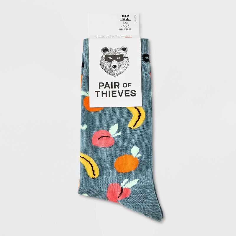 slide 2 of 4, Pair of Thieves Men's Fruits Cushion Crew Socks - Gray 6-12, 1 ct