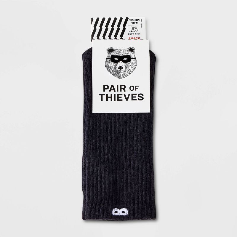 slide 2 of 3, Pair of Thieves Men's Neutral Crew Socks 3pk - Gray 6-12, 3 ct
