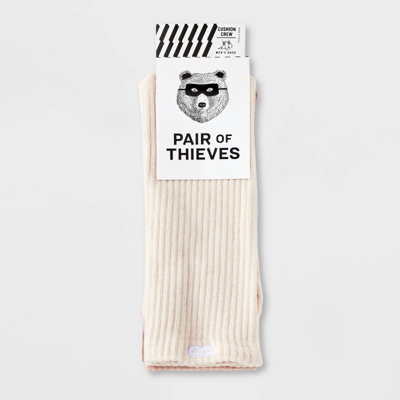 slide 2 of 3, Pair of Thieves Men's Neutral Crew Socks 3pk - Blush 6-12, 3 ct