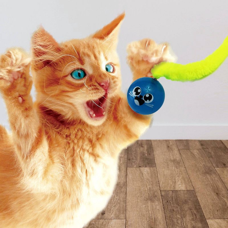 slide 2 of 5, Nerf Cat 1.5" Super Bounce Ball with Wiggle Tail and Laser Cat Toy, 1 ct