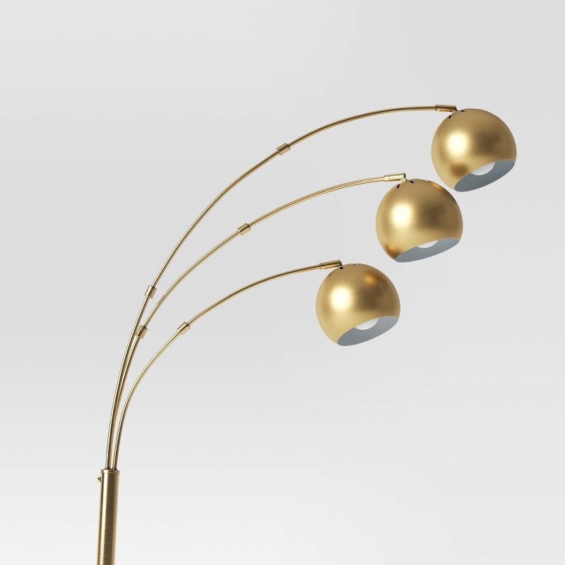 slide 4 of 4, 75.5"x29.5" Span 3-Head Metal Globe Floor Lamp Brass - Threshold™, 1 ct