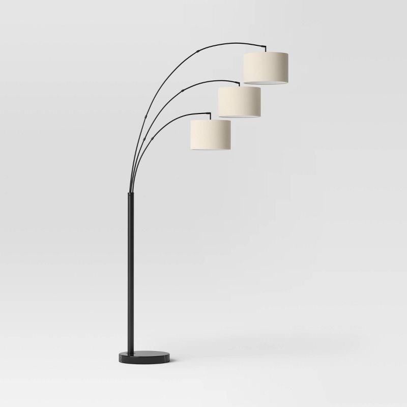 slide 2 of 4, 82"x56" Avenal 3-Head Shaded Arc Floor Lamp Black - Threshold™: Adjustable Standing Light for Living Room, 1 ct