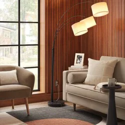 82"x56" Avenal 3-Head Shaded Arc Floor Lamp Black - Threshold™: Adjustable Standing Light for Living Room