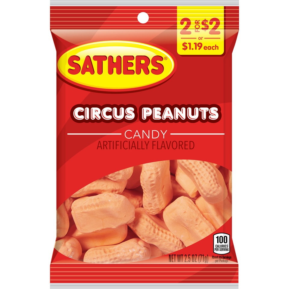 slide 1 of 1, Sathers Candy, Circus Peanuts, 2.5 oz