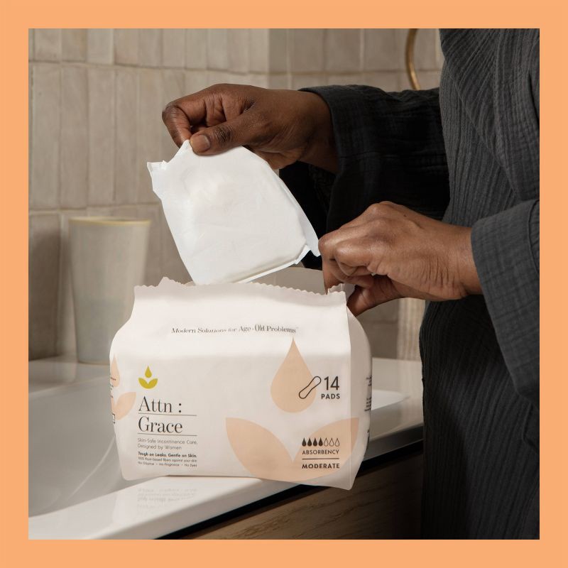 slide 5 of 10, Attn: Grace Incontinence Pads - Moderate Absorbency - 14ct, 14 ct