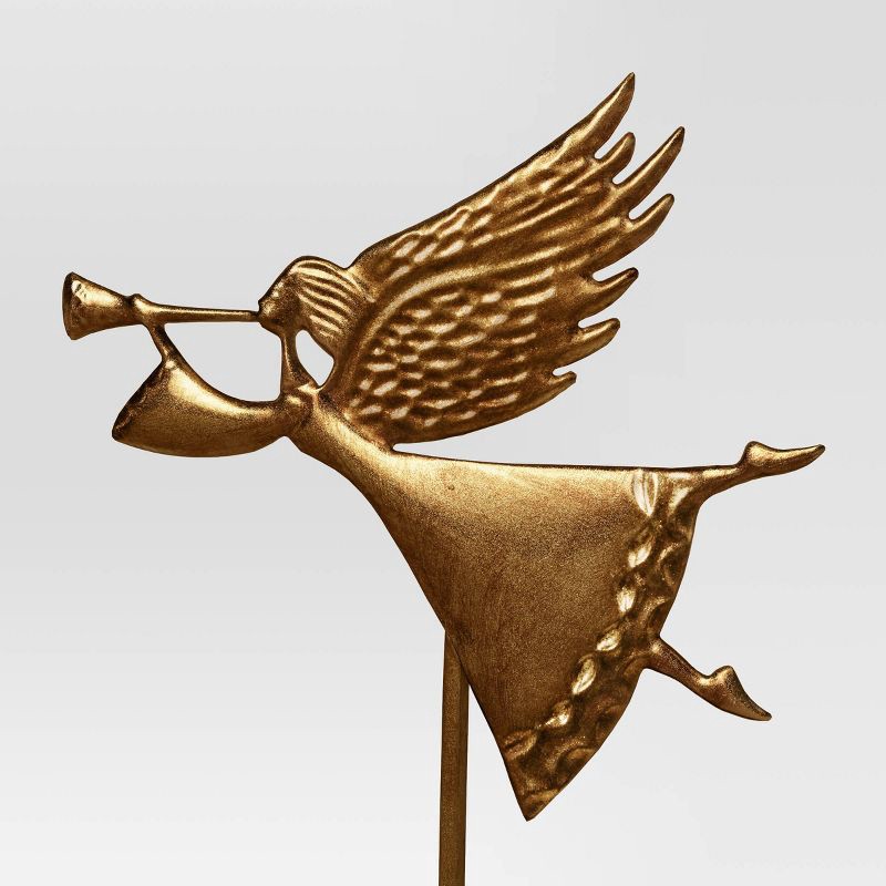 slide 3 of 3, 8" Metal Angel with Horn Christmas Figurine - Wondershop™ Gold: Indoor Tabletop Holiday Decor, 1 ct