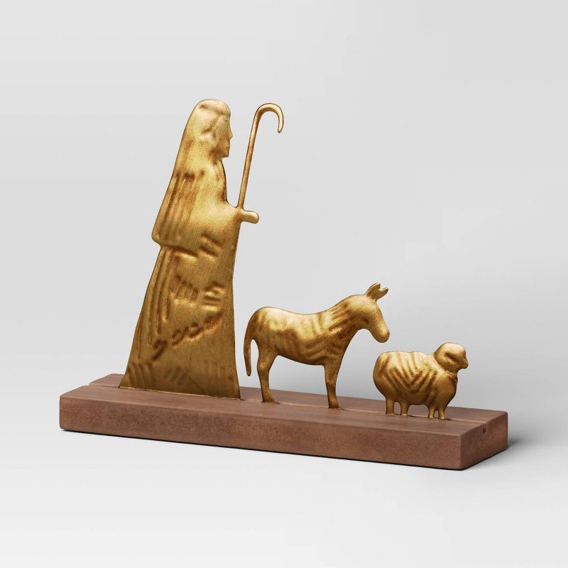 slide 3 of 5, 3pc Metal Christmas Nativity Scene Figurine Set - Wondershop™ Gold, 3 ct