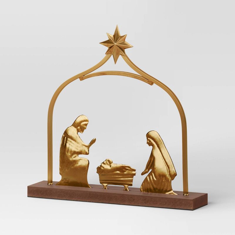 slide 4 of 5, 3pc Metal Christmas Nativity Scene Figurine Set - Wondershop™ Gold, 3 ct