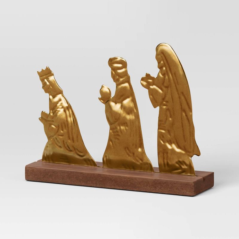 slide 5 of 5, 3pc Metal Christmas Nativity Scene Figurine Set - Wondershop™ Gold, 3 ct