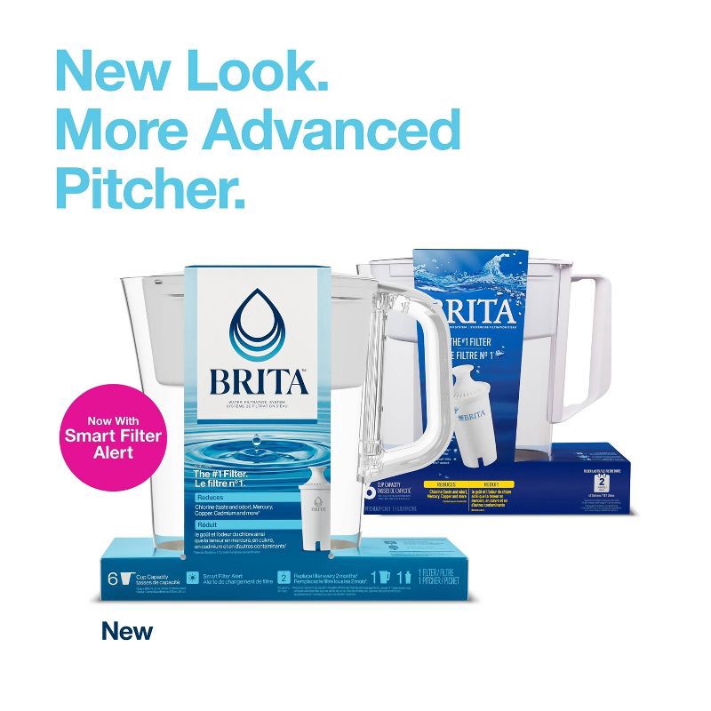 slide 3 of 13, Brita Water Filter 6-Cup Denali Water Pitcher Dispenser with Standard Water Filter - White, 1 ct
