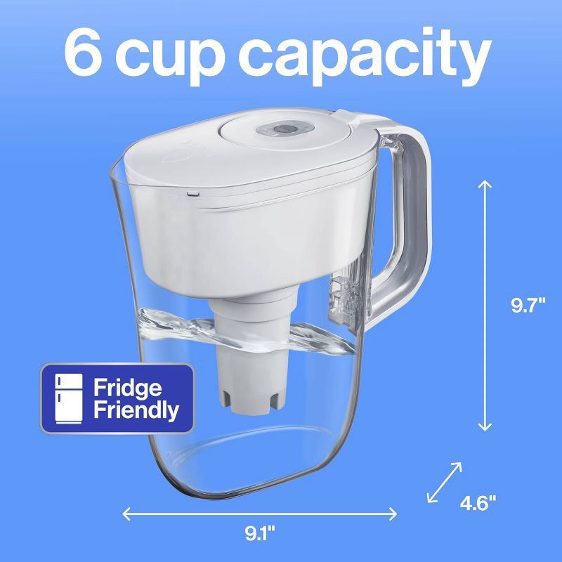 slide 12 of 13, Brita Water Filter 6-Cup Denali Water Pitcher Dispenser with Standard Water Filter - White, 1 ct