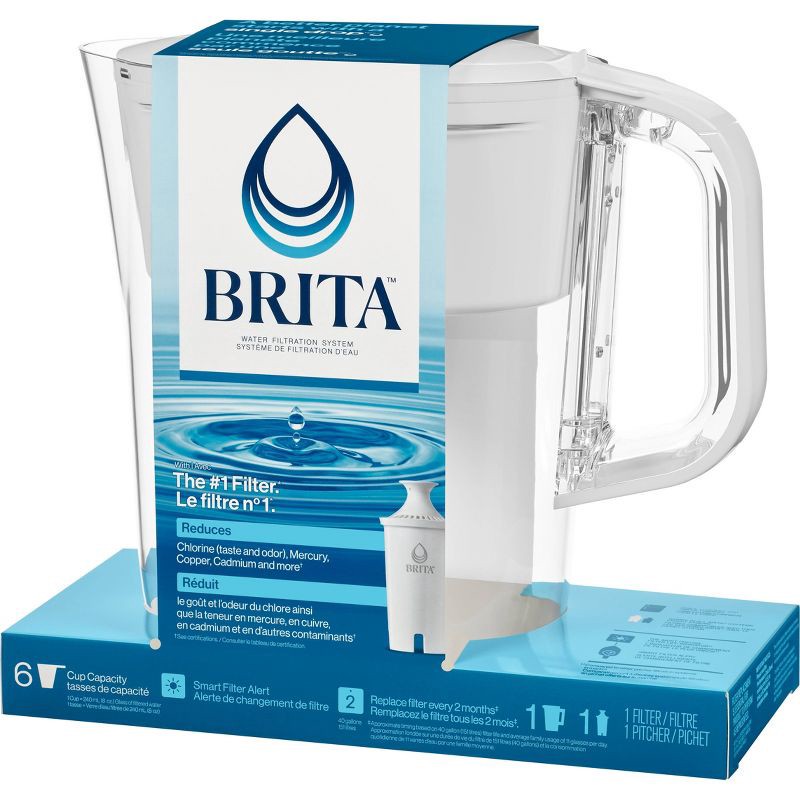 slide 12 of 18, Brita Water Filter 6-Cup Denali Water Pitcher Dispenser with Standard Water Filter - White, 1 ct