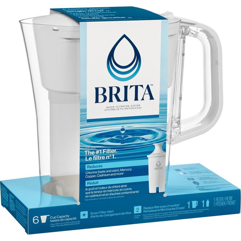 slide 13 of 18, Brita Water Filter 6-Cup Denali Water Pitcher Dispenser with Standard Water Filter - White, 1 ct