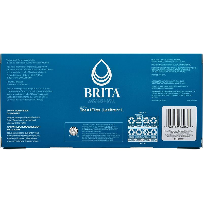 slide 17 of 18, Brita Water Filter 6-Cup Denali Water Pitcher Dispenser with Standard Water Filter - White, 1 ct