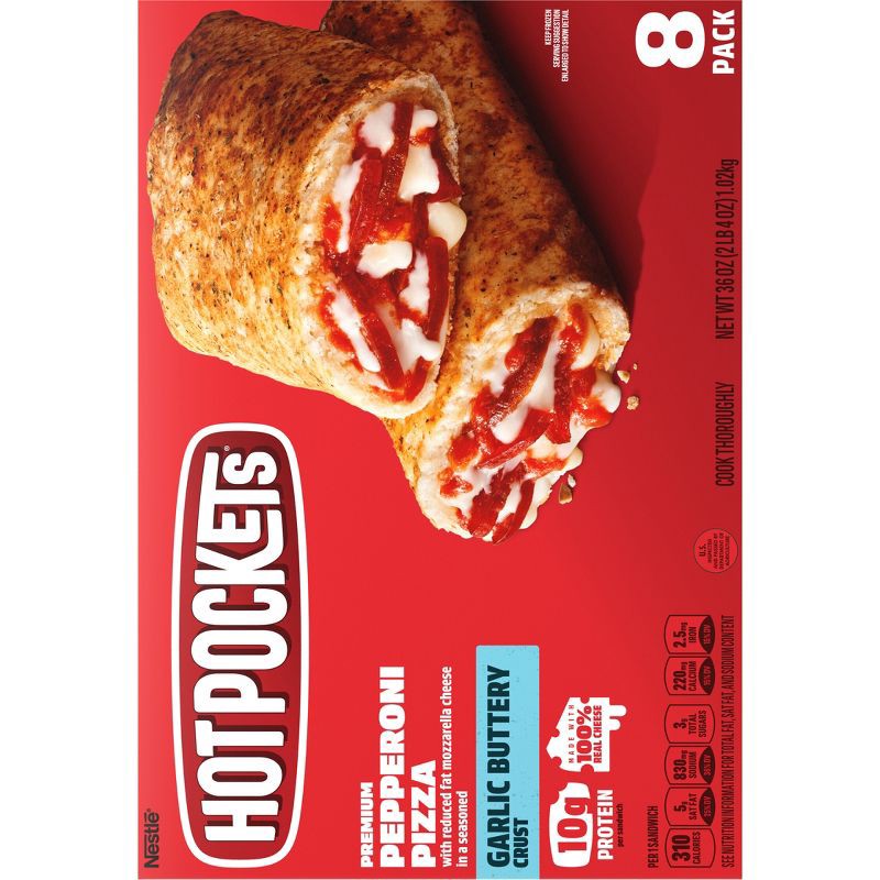 slide 2 of 13, Hot Pockets Garlic Buttery Crust Frozen Pepperoni - 8pk/36oz, 8 ct; 36 oz