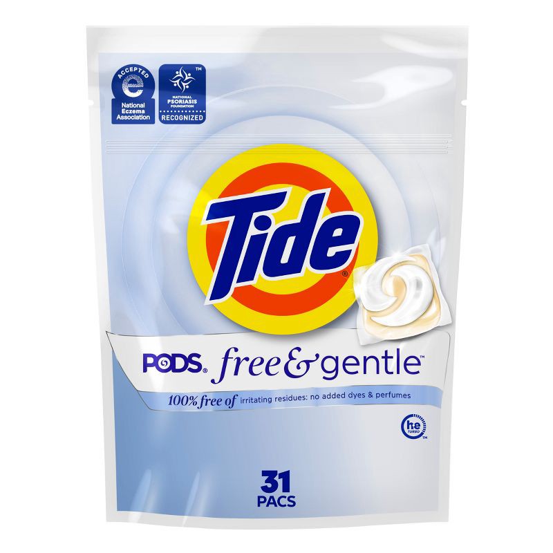 slide 1 of 13, Tide Unscented Free & Gentle HE Deep Cleaning Concentrated Laundry Detergent Pods 31 Pacs 23oz: Hypoallergenic, Sensitive Skin Formula, 23 oz