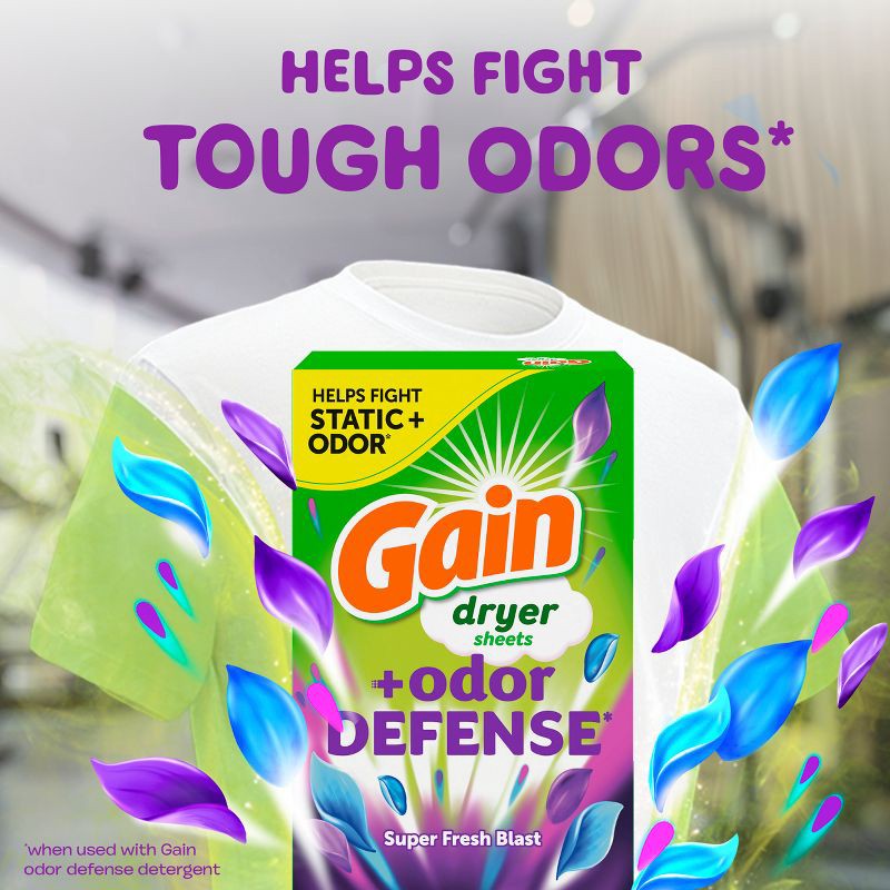 slide 2 of 8, Gain Odor Defense Dryer Sheets- 240ct, 240 ct