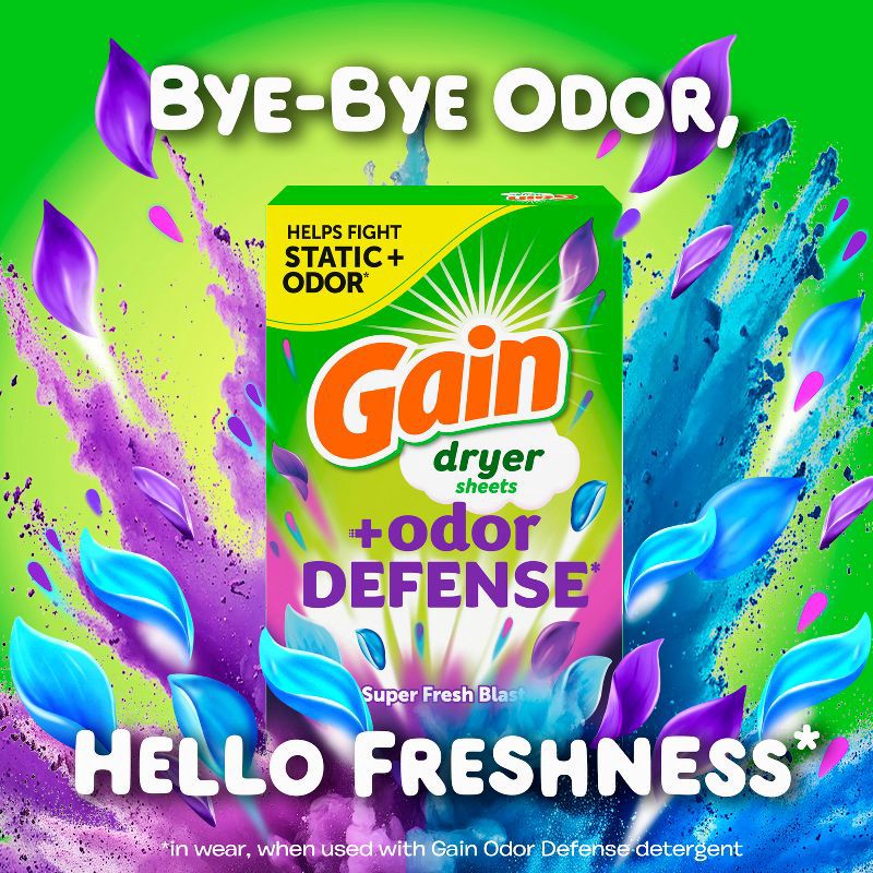 slide 3 of 8, Gain Odor Defense Dryer Sheets- 240ct, 240 ct