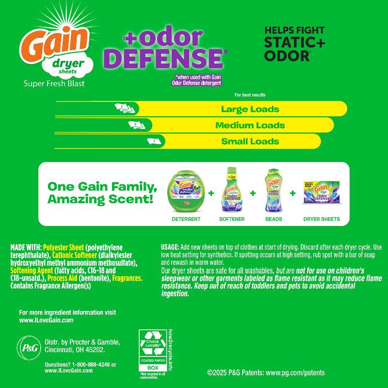 slide 8 of 8, Gain Odor Defense Dryer Sheets- 240ct, 240 ct