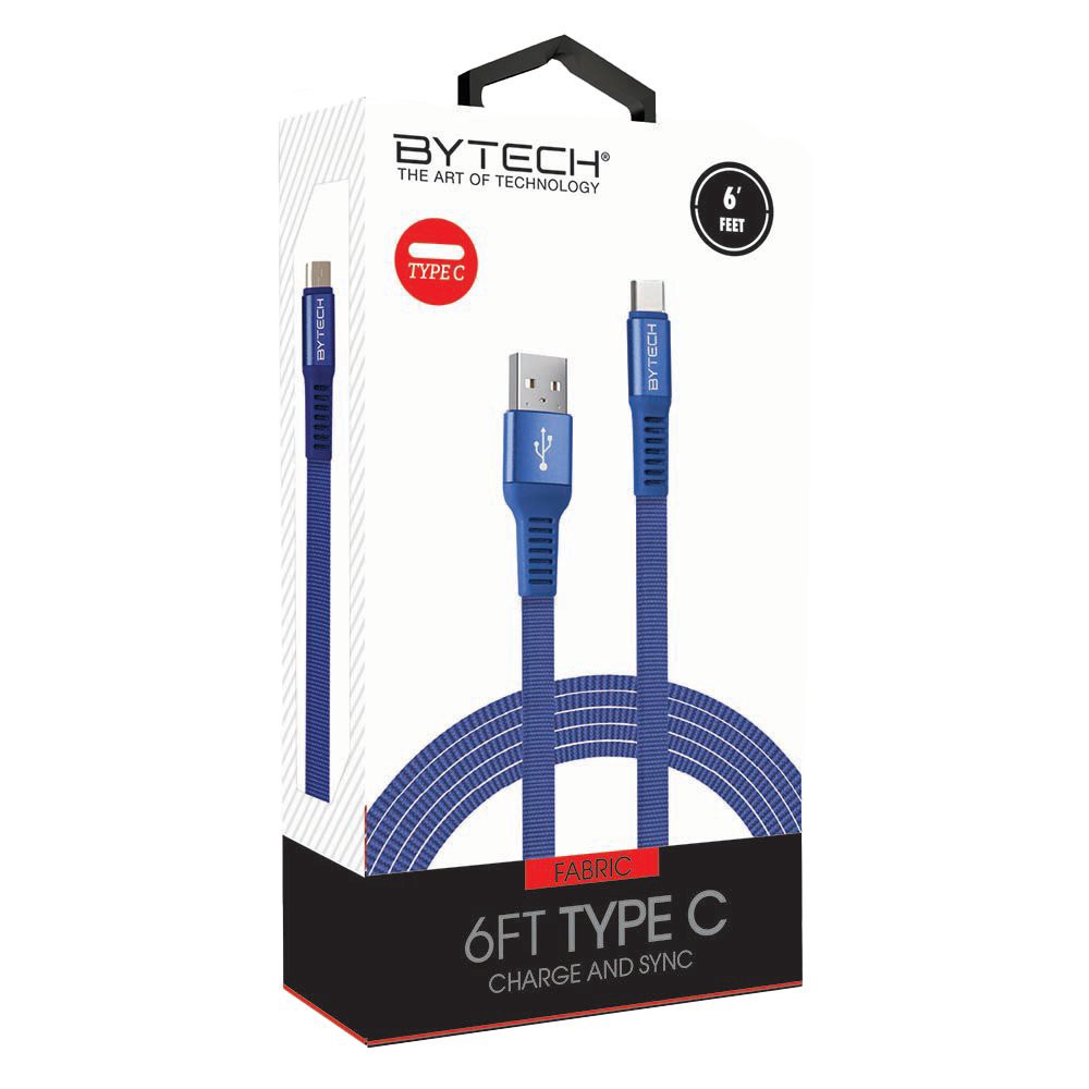 slide 1 of 1, Bytech Flat Fabric C-Type Cable, 1 ct