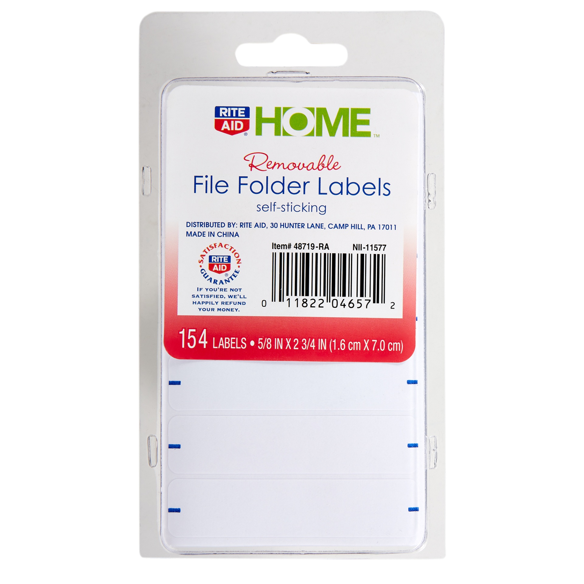 slide 1 of 3, Rite Aid Home Removable File Folder Labels, Self-Sticking 5/8 in x 2 3/4 in, 154 ct