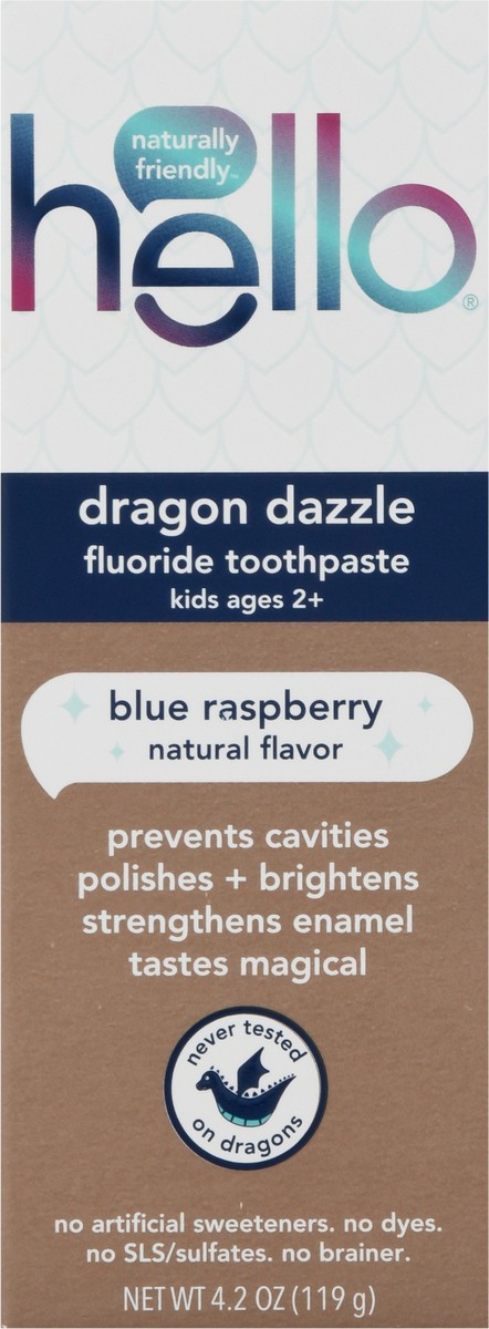 slide 7 of 9, Hello Kids Dragon Dazzle Fluoride Toothpaste Blue Raspberry, 4.2 oz