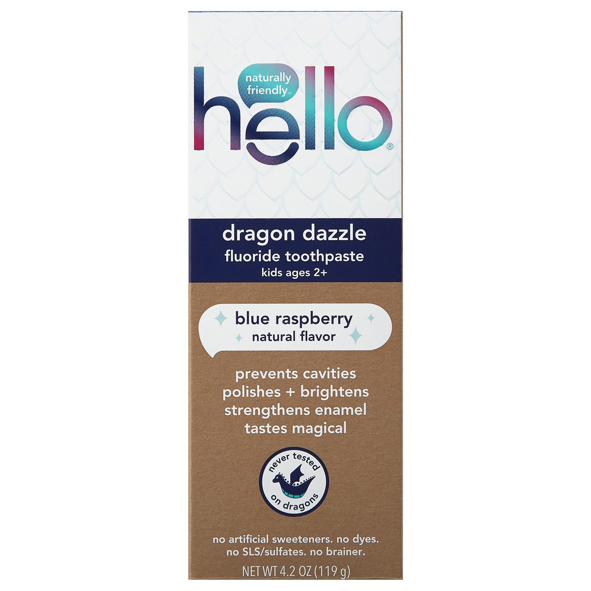 slide 1 of 9, Hello Kids Dragon Dazzle Fluoride Toothpaste Blue Raspberry, 4.2 oz
