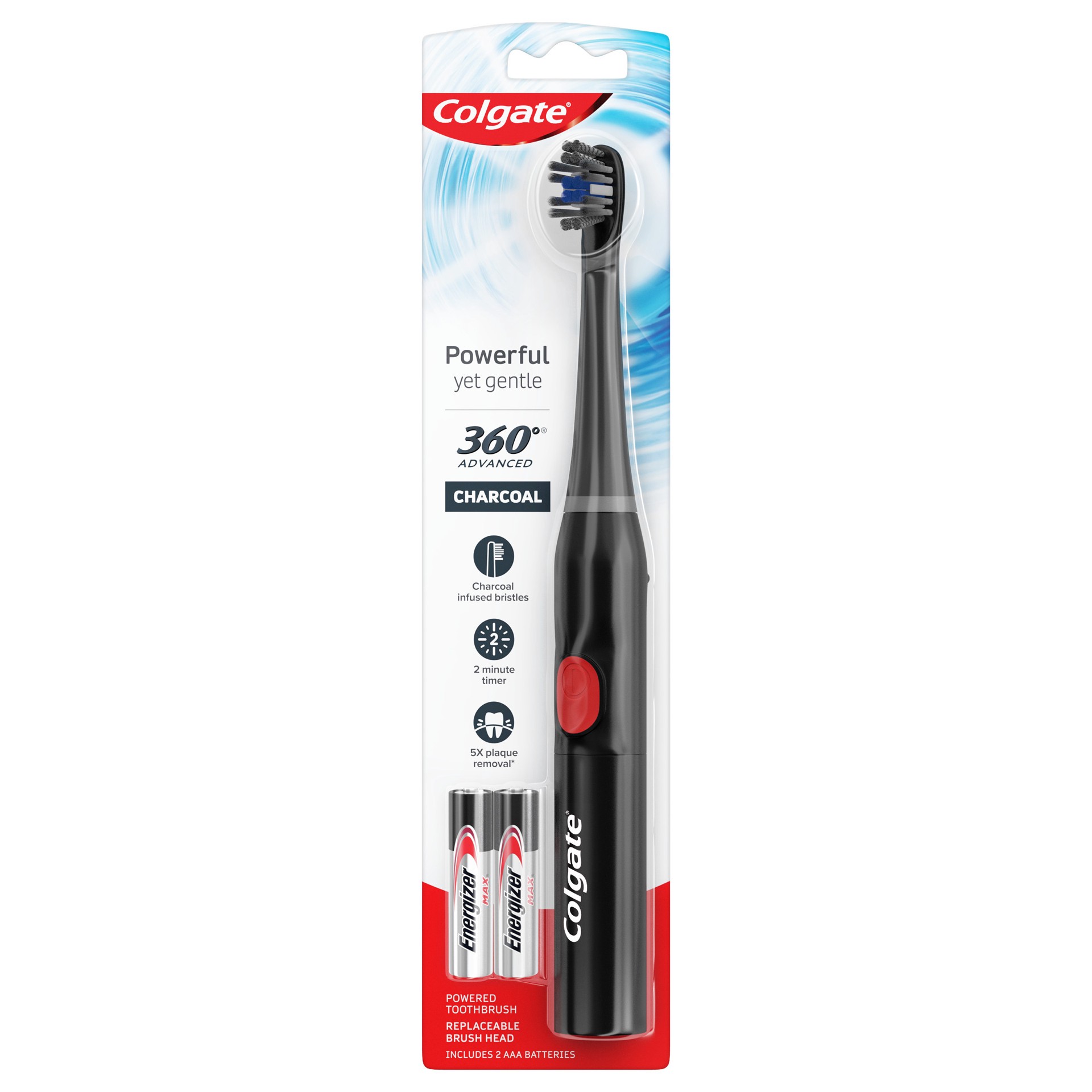 slide 1 of 3, Colgate 360 Advanced Charcoal Battery Powered Toothbrush, 1 ct