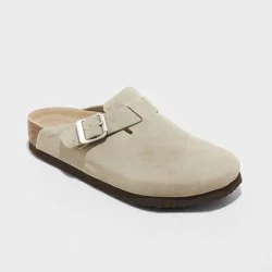 Women's Betsy Clog Mule Flats - Universal Thread™ Taupe 9: Slip-On Faux Leather, Medium Width
