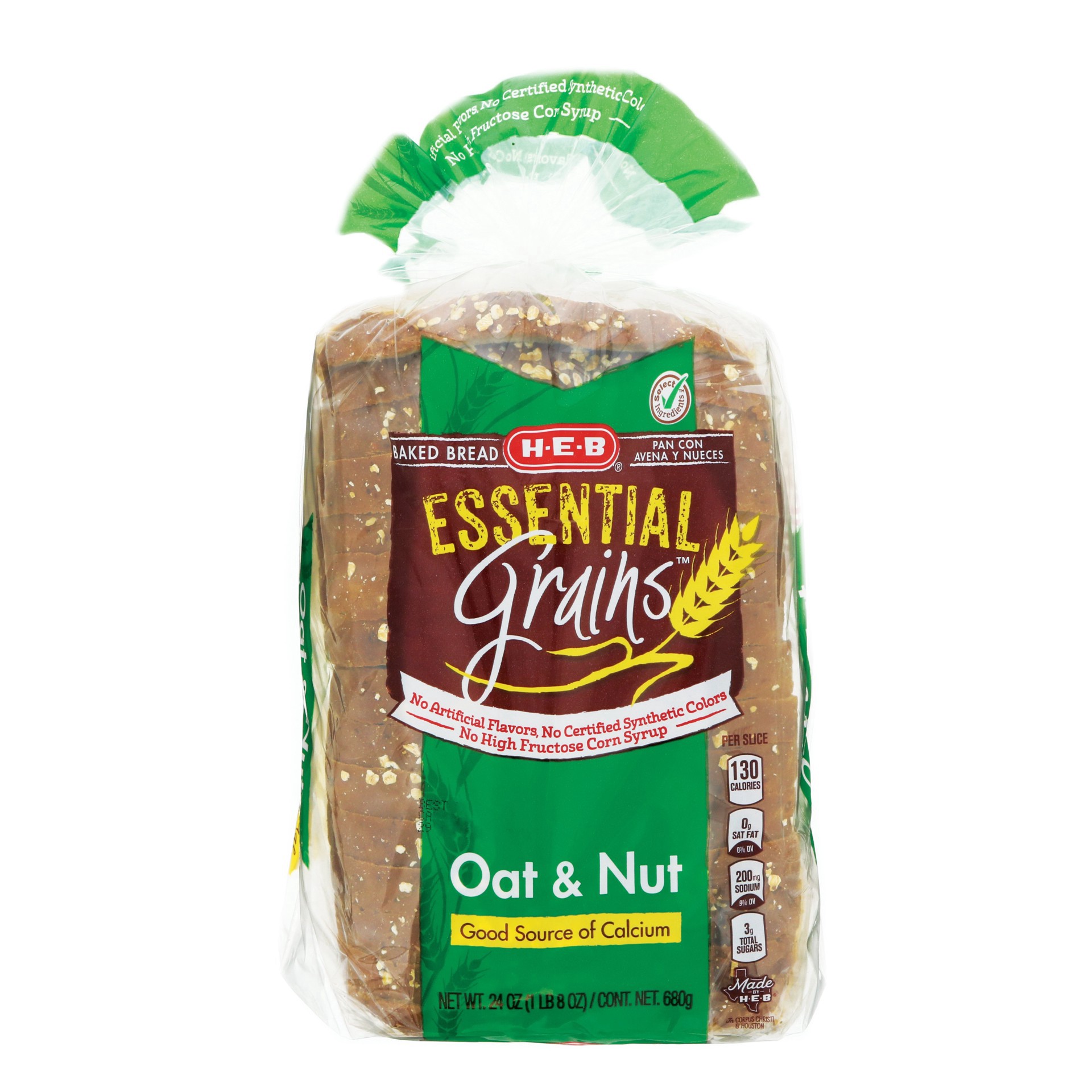 slide 1 of 1, H-E-B Essential Grains Oat & Nut Bread, 24 oz