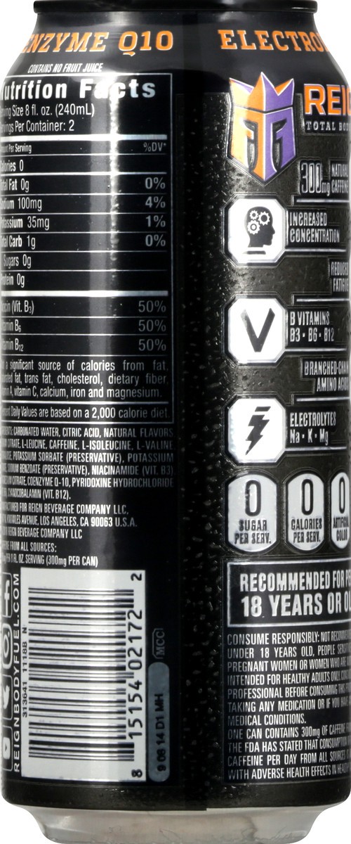 slide 9 of 9, Reign Total Body Fuel Peach Fizz Energy Drink 16 oz, 16 oz