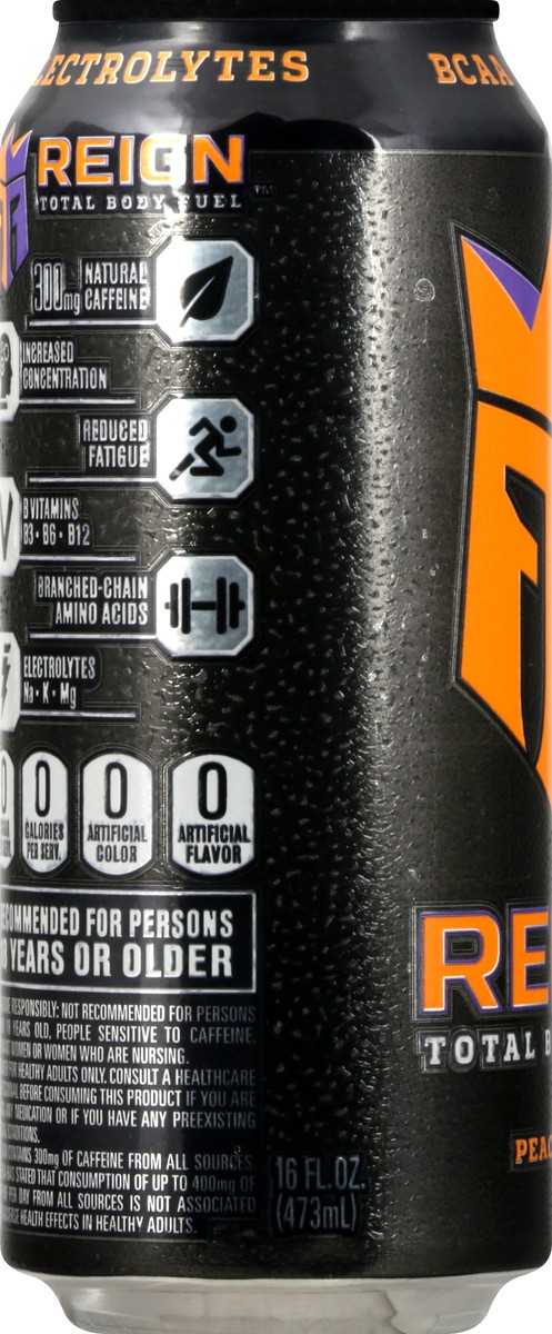 slide 8 of 9, Reign Total Body Fuel Peach Fizz Energy Drink 16 oz, 16 oz