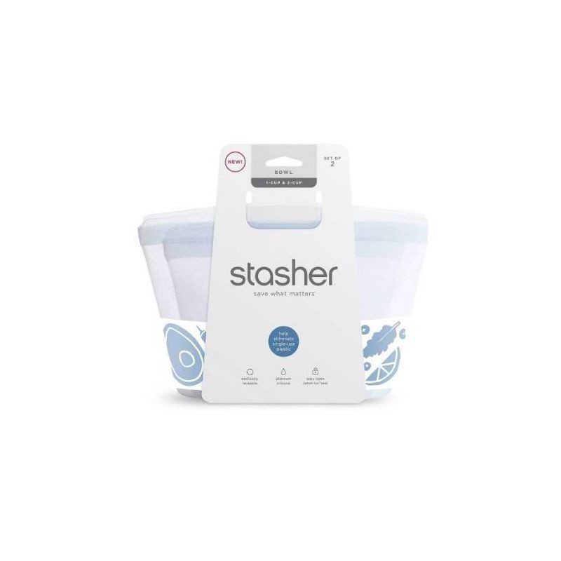 slide 2 of 4, Stasher Reusable Bowls Set - 1 & 2 Cup - 2pk - Clear, 2 ct