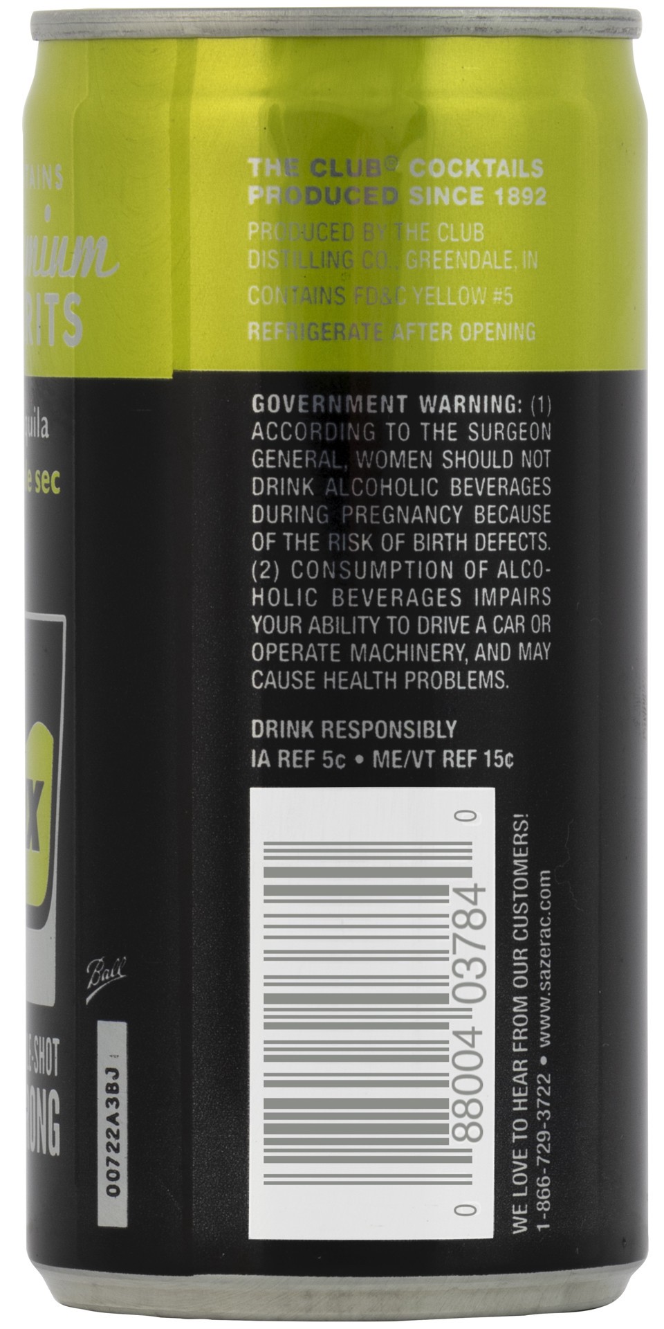 slide 2 of 2, The Club Margarita 200ml Can 20 Proof, 200 ml