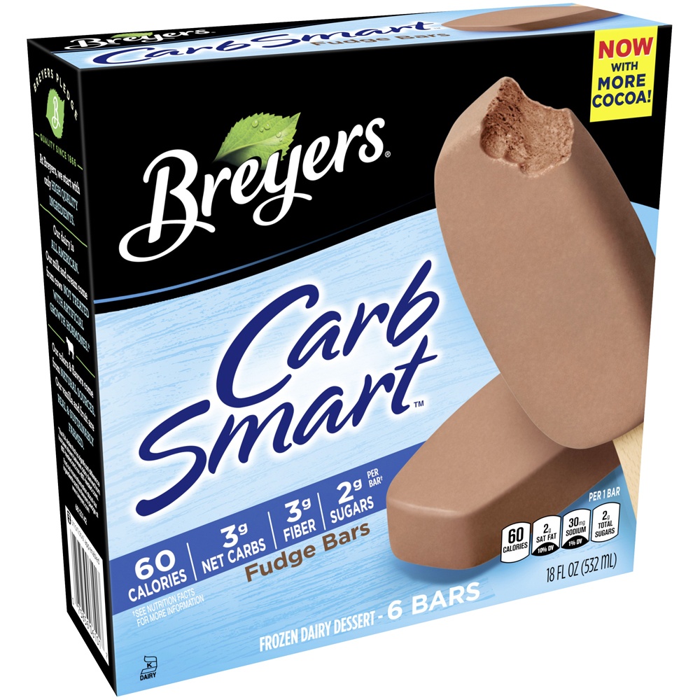 slide 2 of 5, Breyer's Carb Smart Fudge Bars Ice Cream 18floz, 6 ct