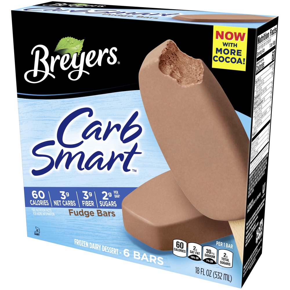 slide 3 of 5, Breyer's Carb Smart Fudge Bars Ice Cream 18floz, 6 ct