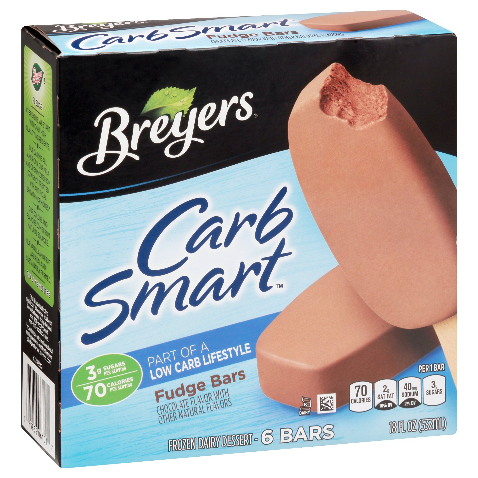 slide 1 of 5, Breyer's Carb Smart Fudge Bars Ice Cream 18floz, 6 ct