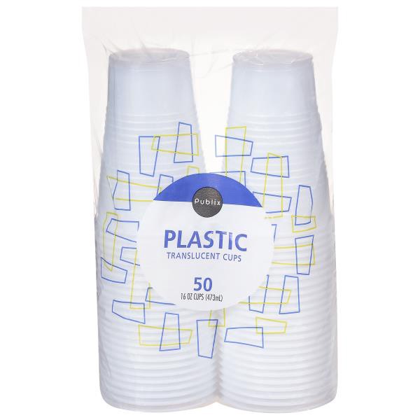 slide 1 of 1, Publix Plastic Translucent Cups, 16 oz, 50 ct