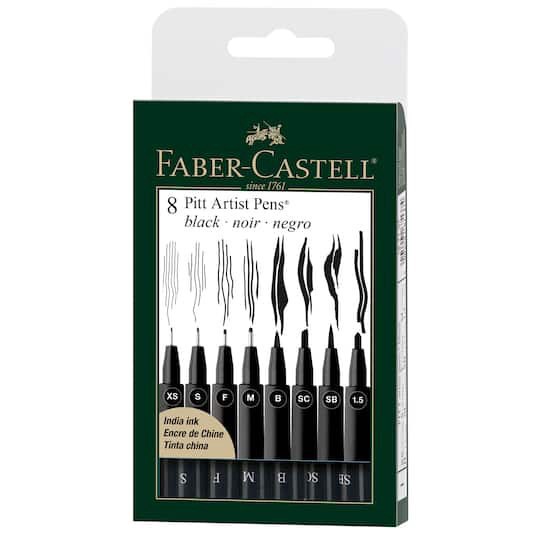slide 1 of 9, Faber-Castell Pitt 8 Piece Black Artist Pen Set, 8 ct