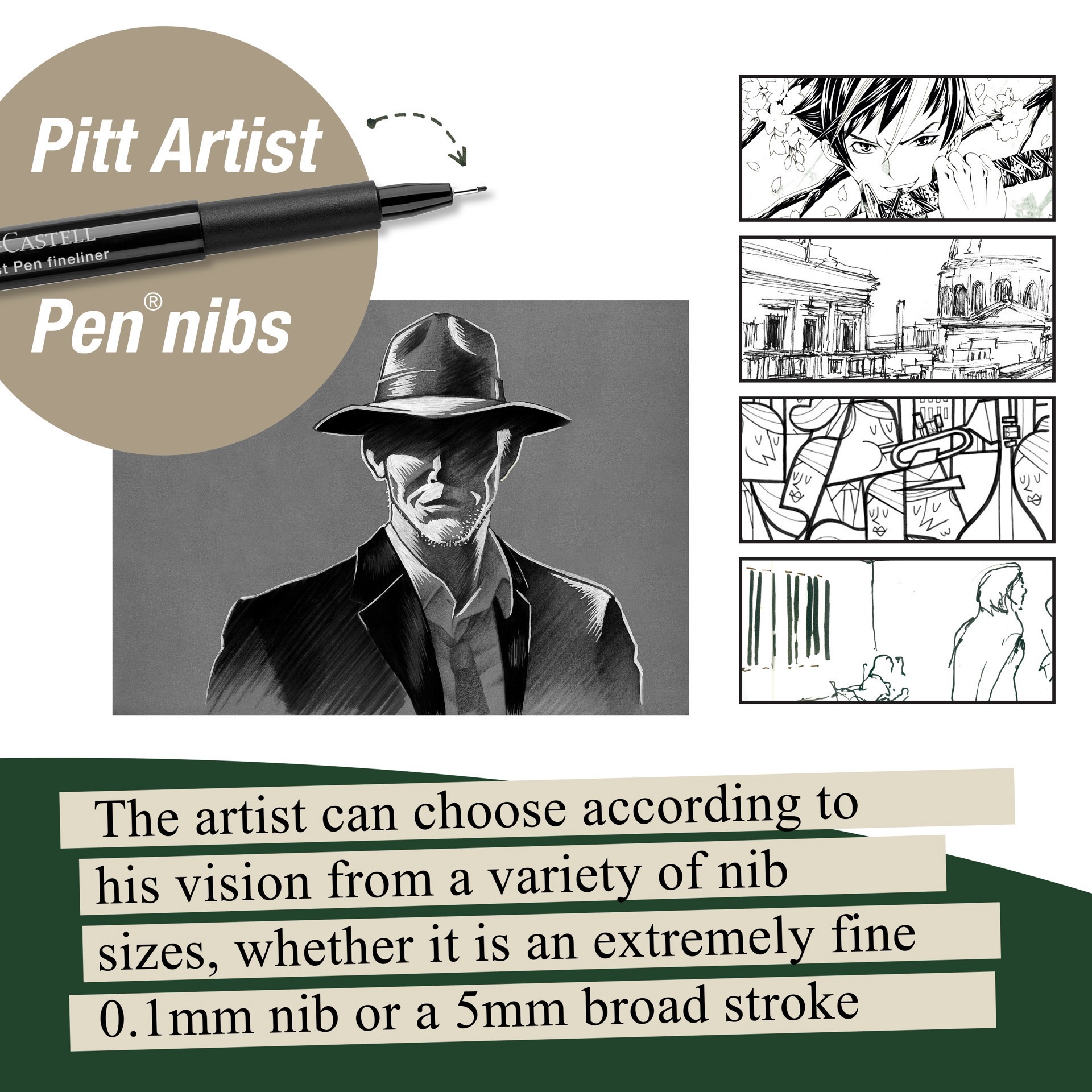 slide 3 of 9, Faber-Castell Pitt 8 Piece Black Artist Pen Set, 8 ct