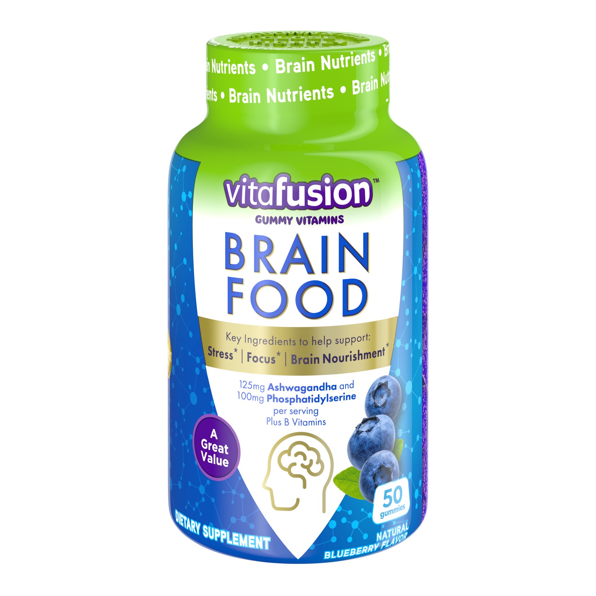 slide 1 of 10, Vitafusion Brain Food, 50 ct
