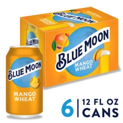 Blue Moon Mango Wheat Ale Fruity Craft Beer, 5.4% ABV, 6-pack, 12-oz. beer cans