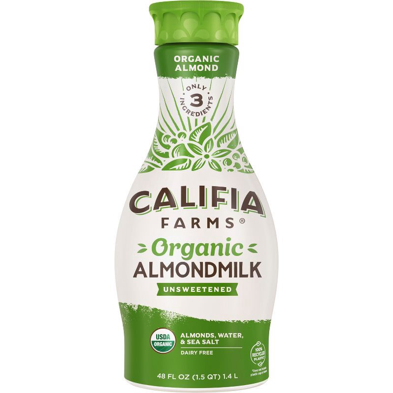 slide 1 of 9, Califia Farms Organic Unsweetened Almond Milk - 48 fl oz, 48 fl oz