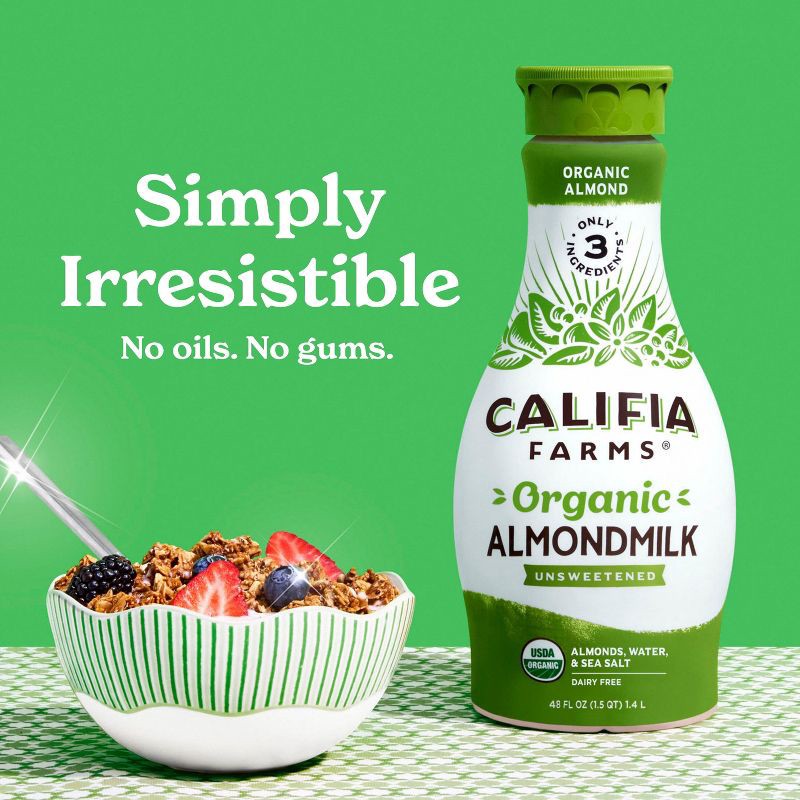 slide 3 of 9, Califia Farms Organic Unsweetened Almond Milk - 48 fl oz, 48 fl oz