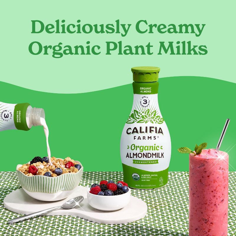 slide 5 of 9, Califia Farms Organic Unsweetened Almond Milk - 48 fl oz, 48 fl oz